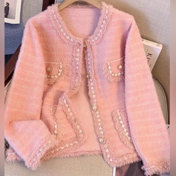 NWOT Stunning Pink Blazer with Pearl Accents - Picture 1 of 5